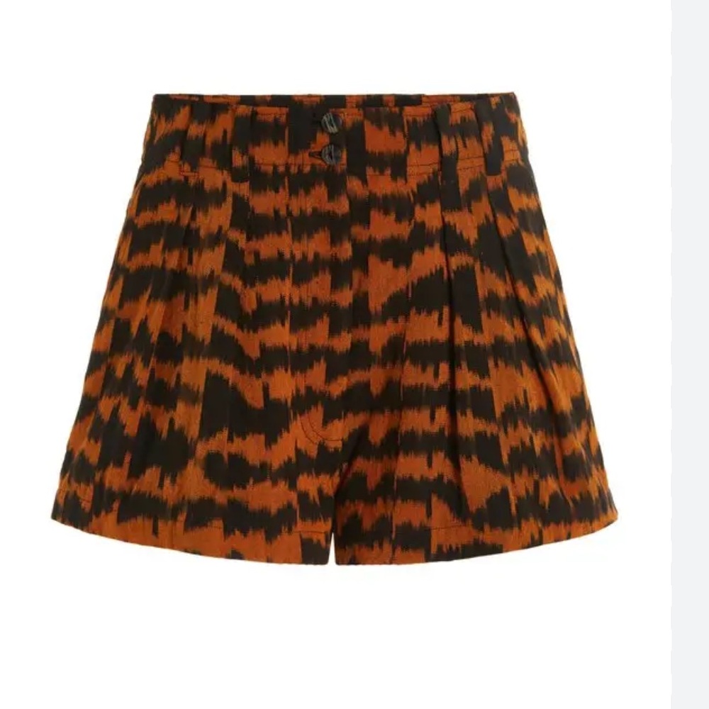 Ulla Johnson Handmade Printed Cotton Pleated Shorts